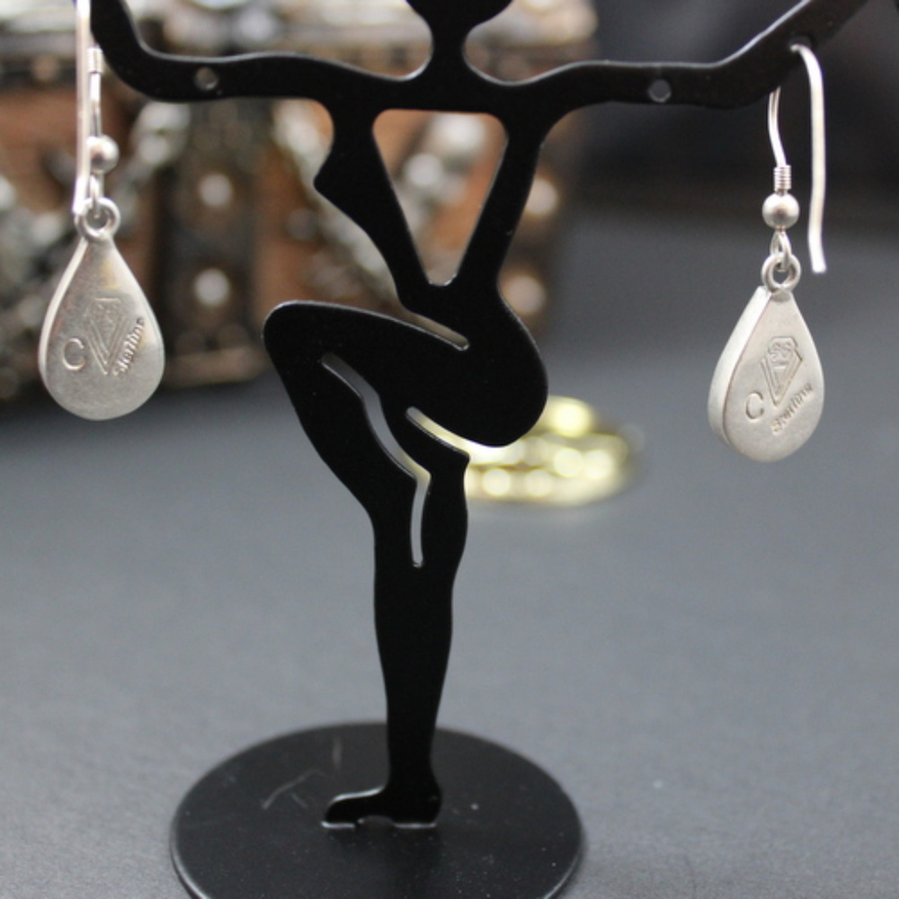 Native American Sterling Earrings Inlay Signed C - Picture 4 of 5